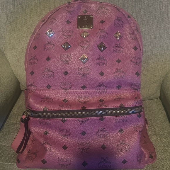 MCM Pink Logo Studded Backpack main image 13